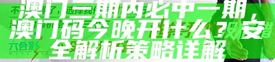 澳门三期内必中一期，澳门码今晚开什么？安全解析策略详解